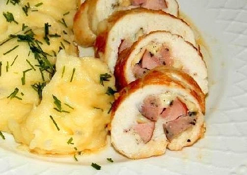Kuřecí prsa plněná uzeným korbáčkem a klobásou, Kuřecí prsa plněná uzeným korbáčkem a klobásou