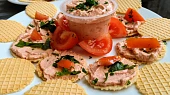 Pomazánka  z čajovky, tvarohu,  jarní cibulky  a cherry rajčátek