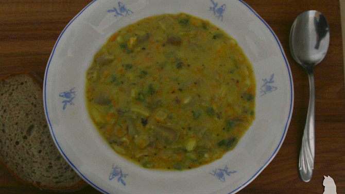 Hutná zeleninová polévka s hlívou a majoránkou, Polévka s hlívou a majoránkou