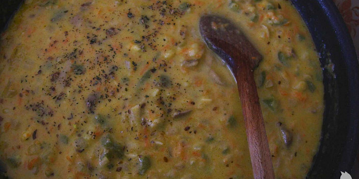 Hutná zeleninová polévka s hlívou a majoránkou (Polévka s hlívou a majoránkou - ta se dává na…)