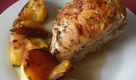 Kuře s křupavou kůžičkou a s bramborami