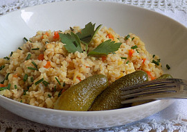 Bulgur s mrkví a vepřovým masem