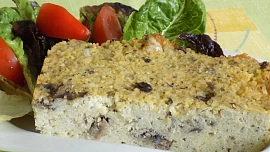 Jáhlovo-houbový nákyp se sardinkami