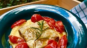 Rybí filé na rajčatech s polentovou kaší s parmezánem