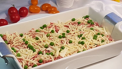 Zapečené špecle  se smaženou cibulkou, První vrstva