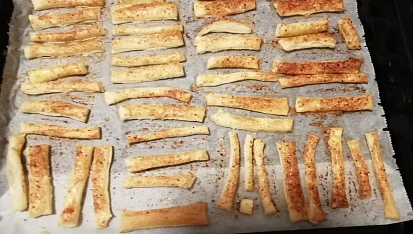 Tyčky z listového těsta, Tyčinky po vyndání z trouby