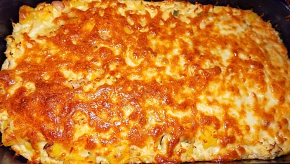 Zapékaný květák s krůtím masem a bramborami