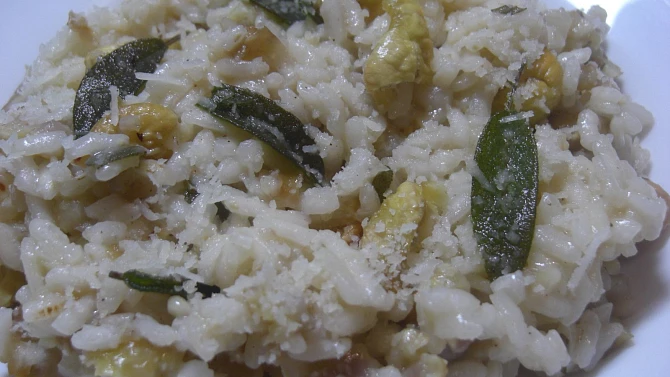 Risotto s pečenými kaštany