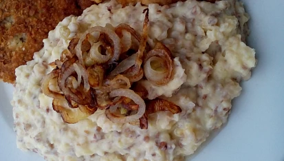 Nastavovaná smetanová bramborová kaše s pohankou