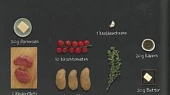 Hovězí svíčkové řezy s kaparovou krustou na mačkaných bramborách a dušených rajčátkách, Ingredience 2 porce