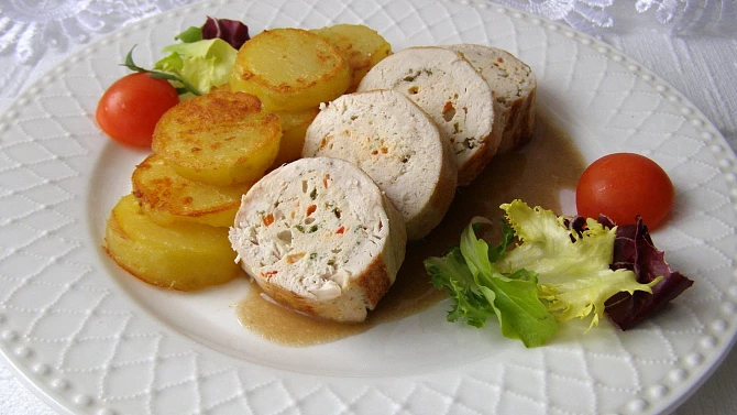 Kuřecí rolky plněné kuřecí fáší, Kuřecí rolky plněné kuřecí fáší