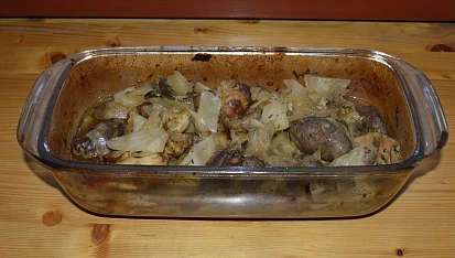 Stehna a srdíčka z jednoho pekáčku, Po dopečení
