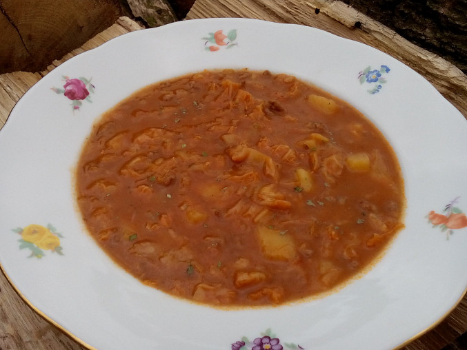 Kapustovo-bramborová polévka s mletým masem
