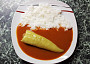 Rajská omáčka s plněnými paprikami a rýží