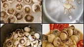 Žampiony na cibuli a slanině v papiňáku