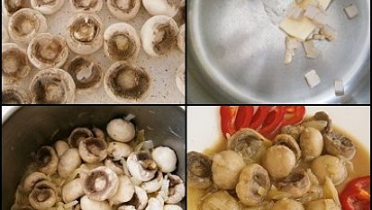Žampiony na cibuli a slanině v papiňáku