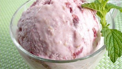 Třešňovo-rebarborová zmrzlina s tvarohem
