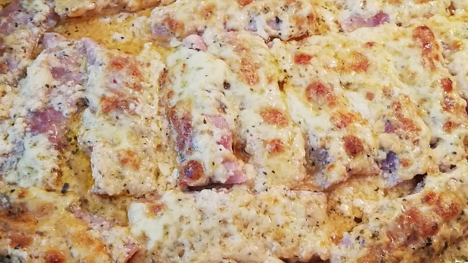 Zapečené šunkové rolky, plněné mletým masem