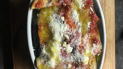 Melanzane alla parmigiana -  lasaně z lilků, Melanzane alla parmigiana -  lasaně z lilků  @5jideldenne