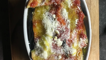 Melanzane alla parmigiana -  lasaně z lilků, Melanzane alla parmigiana -  lasaně z lilků  @5jideldenne