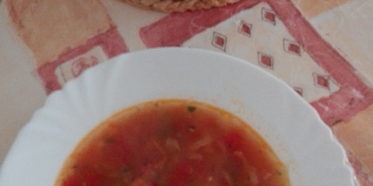 Polévka z rajčat s cuketovými nudlemi
