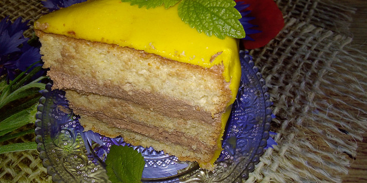 Piškotový dort potažený falešným marcipánem