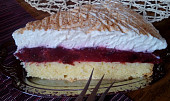 Švestkový dort (řez) se smetanovým krémem