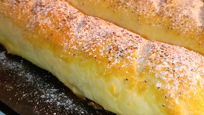 Listový závin s náplní tvarohu a jablíček