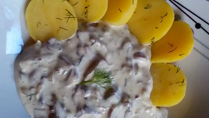 Houbová koprová omáčka se zakysanou smetanou