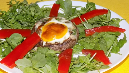 Portobello  zapečené s vajíčkem