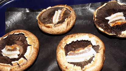 Portobello  zapečené s vajíčkem