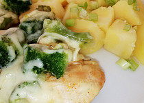 Přírodní kuřecí plátek s dušenou brokolicí a mozzarellou