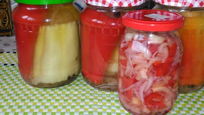 Papriky plněné kysaným zelím a paprikový salát, Plněné papriky a paprikový salát