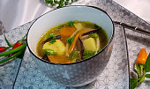 Polévka kedlubnovo-květáková s houbami