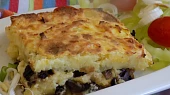 Kaše bramborová, s hříbky zapečená