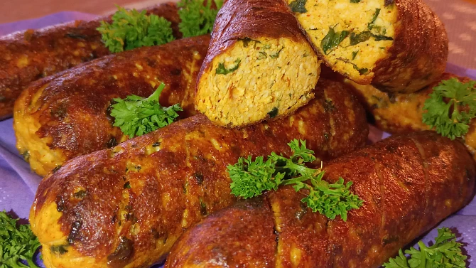 Nevšední párky z kuřecího masa a medvědího česneku