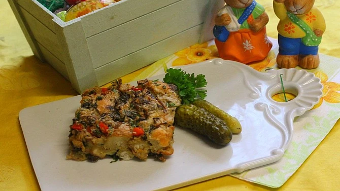 Netradiční velikonoční nádivka s paprikou a sušenými hříbky