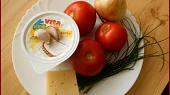 Rajčátková pětiminutovka z mikrovlnky, část použitých surovin
