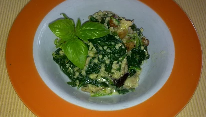 Jáhlové risotto s hříbky a hermelínem