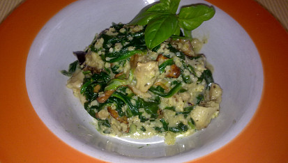 Jáhlové risotto s hříbky a hermelínem