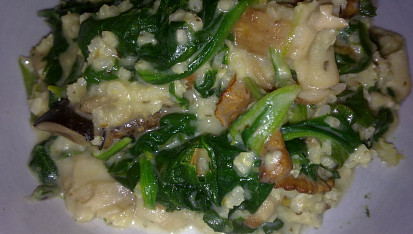 Jáhlové risotto s hříbky a hermelínem