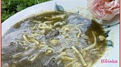 Nudlová špenátovo uzená polévka s houbami, Nudlová špenátovo uzená polévka  s houbami