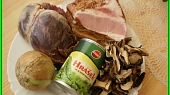Srdíčko z papiňáku na smetaně a hrášku, část použitých surovin