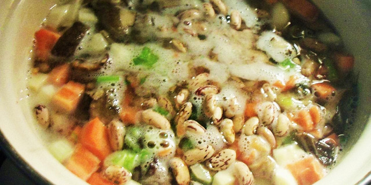 Houbová polévka s fazolema (všechno vaříme...)