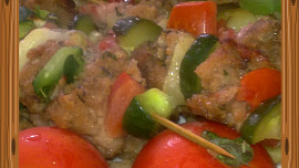 Špízy z mletého masa  s hlívou  ústřičnou