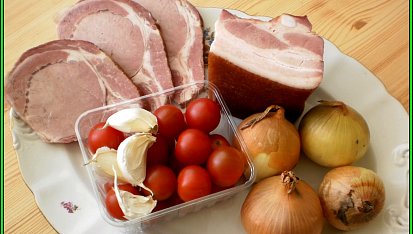 Uzená kotletka rychle a chutně, část použitých surovin