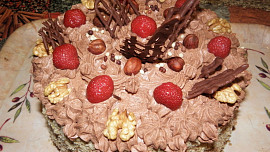 Dort s čokoládovým krémem a ovocem