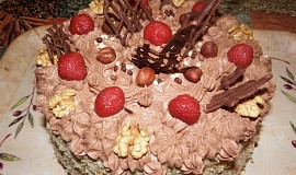 Dort s čokoládovým krémem a ovocem