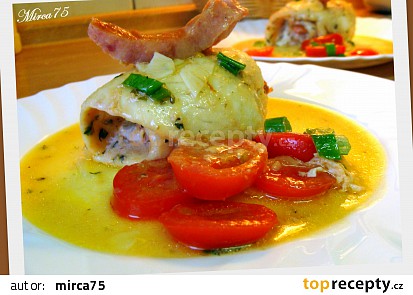 Pangasius rolky s moravskou klobásou a špekem