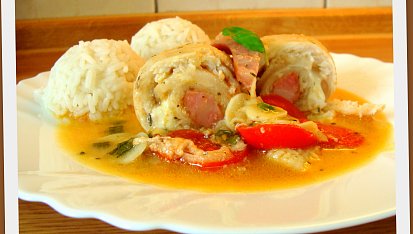 Pangasius rolky s moravskou klobásou a špekem, Na řezy